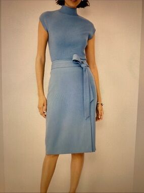 NWT Ann Taylor Teal Blue A-Line Skirt with Tie Waist